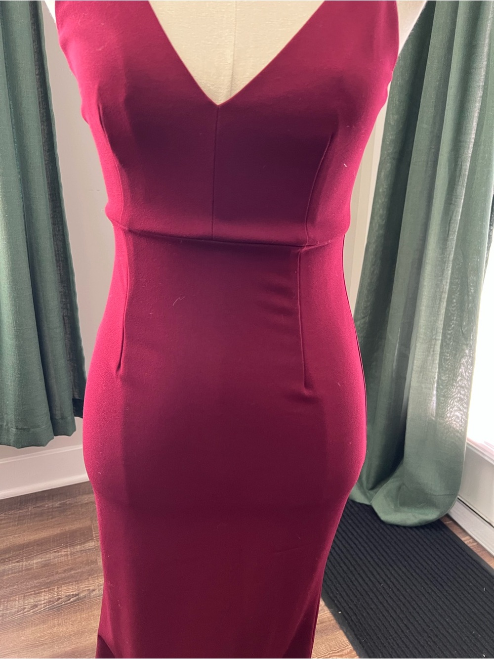 Lulus Melora Wine Red V Neck Mermaid Maxi Dress XS - Picture 5 of 16